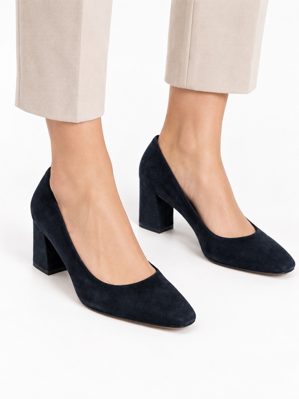 Marc Fisher Navy Suede Block Heel Pumps